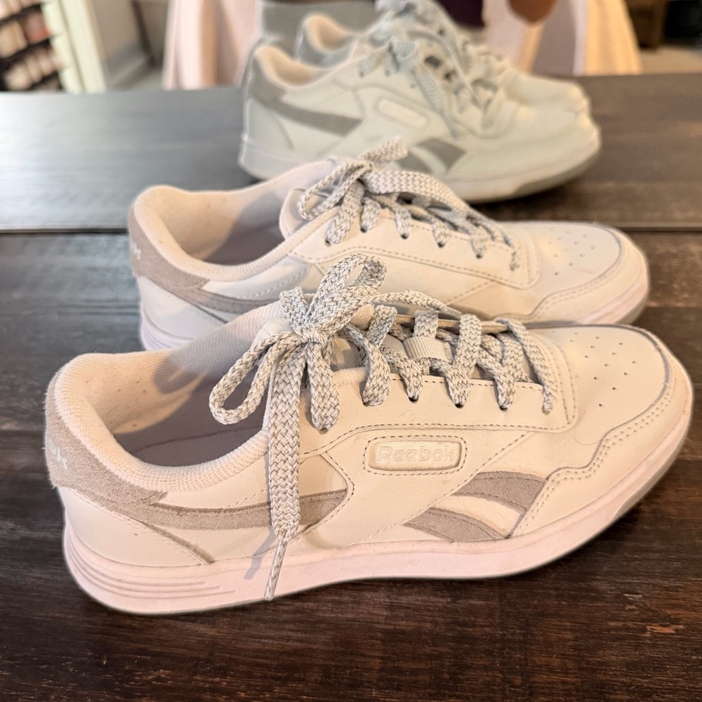 White and Gray Reebok Sneakers